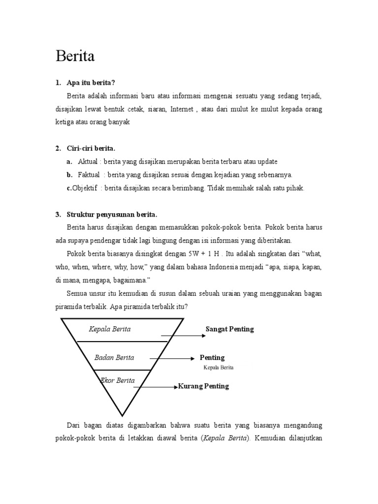 Contoh Berita Kepala Berita Tubuh Berita Ekor Berita Berbagai Contoh