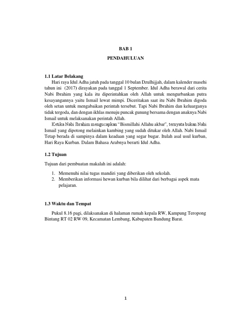 (Contoh) Laporan Kegiatan Penyembelihan Hewan Kurban PDF