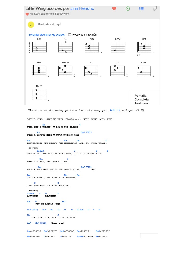 Little Wing Chords (DAV)