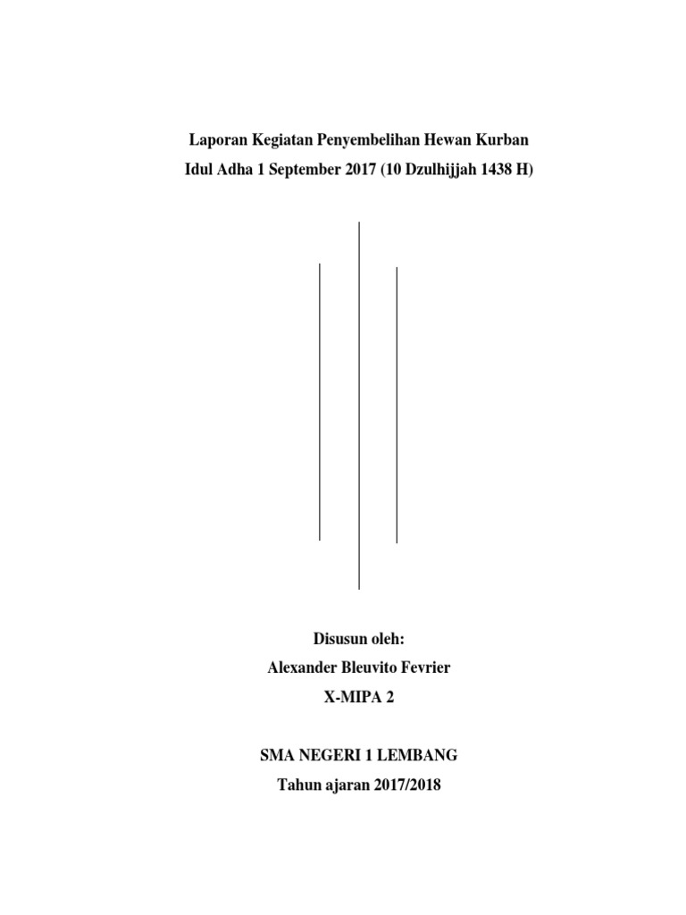 Laporan Kegiatan Penyembelihan Hewan Kurban Cover Daftar Isi Kata Pengantar