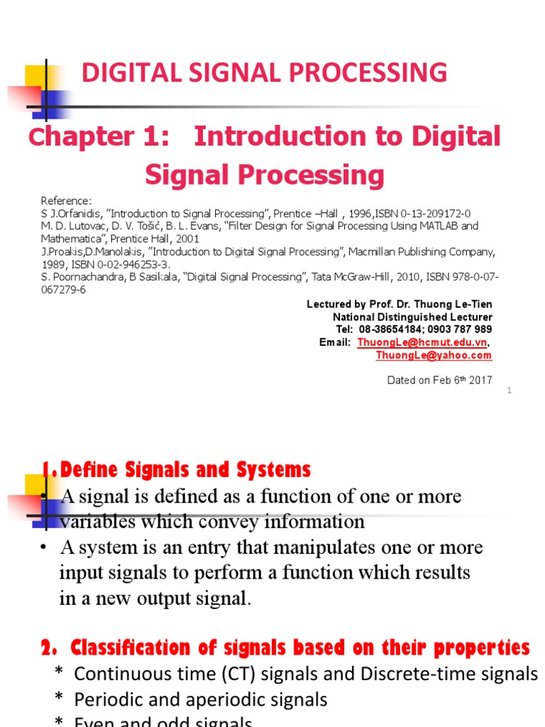 Introduction to Digital Signal Processing Concepts PDF Signal