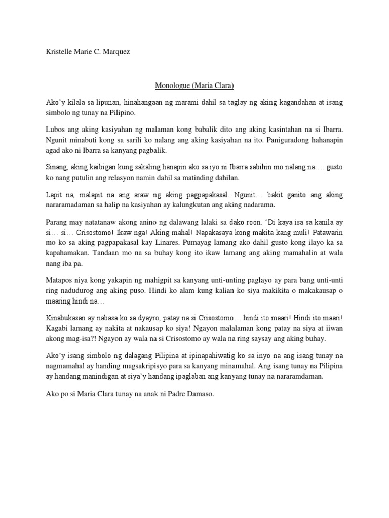 Monologue Maria Clara Pdf