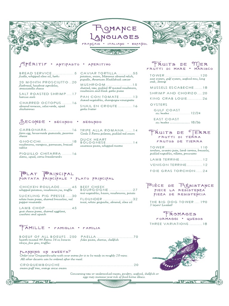 Romance Menu: Culinary Delights | PDF | African Cuisine | Mediterranean ...