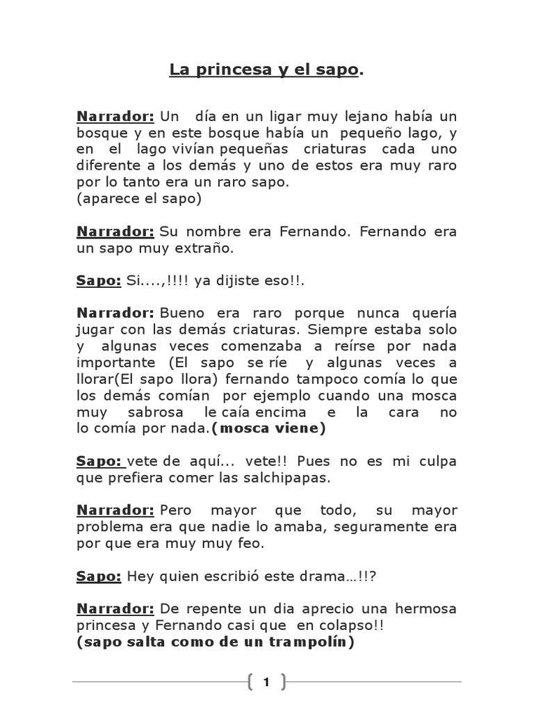 La Princesa y El Sapo PDF Narración Ocio