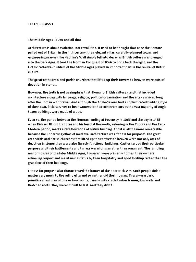 Text 1 - Class 1 | PDF