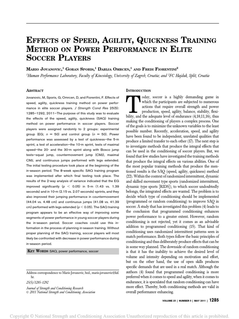 Effects of Speed Agility Quickness Train PDF PDF Statistical Power