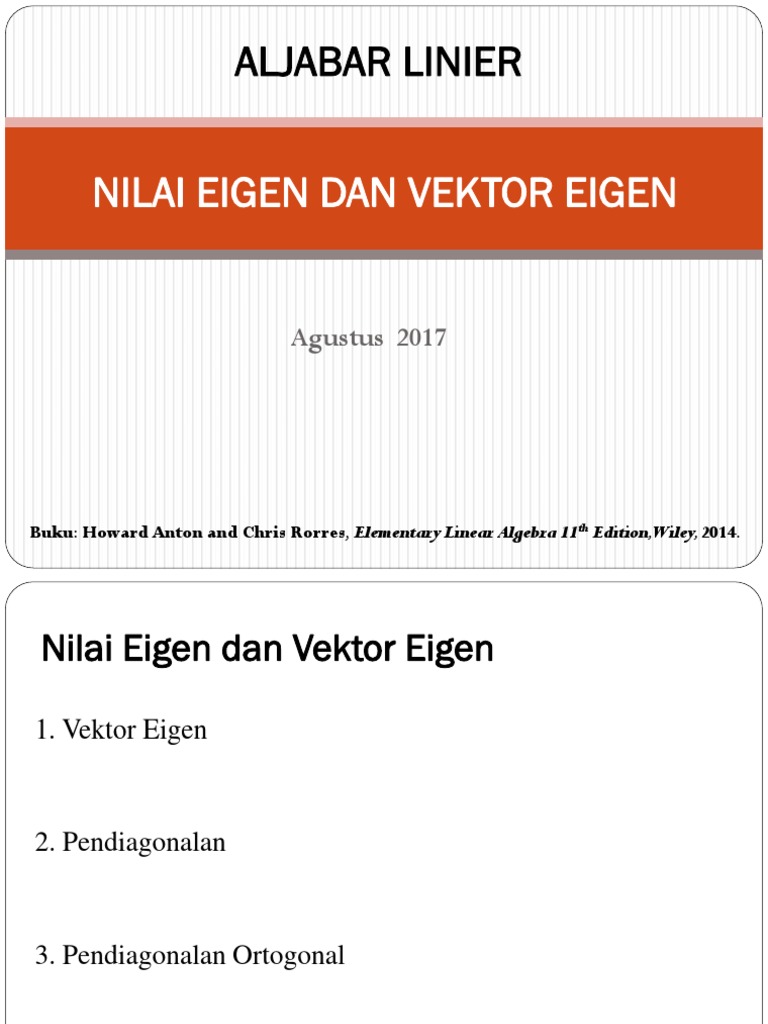 Nilai dan Vektor Eigen dalam Aljabar Linier | PDF | Metode & Bahan Ajar ...