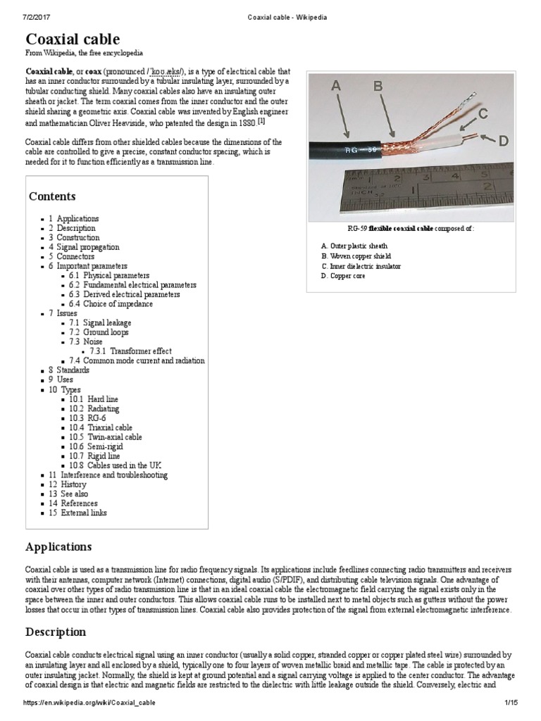 Coaxial Cable Wikipedia PDF Coaxial Cable Transmission Line