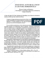 La Ejemplaridad en El Auto de El Juicio Final Una Lectura Horizontica PDF