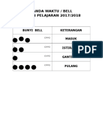 Tanda Waktu / Bell TAHUN PELAJARAN 2017/2018: Bunyi Bell Keterangan Masuk Istirahat Ganti Jam Pulang