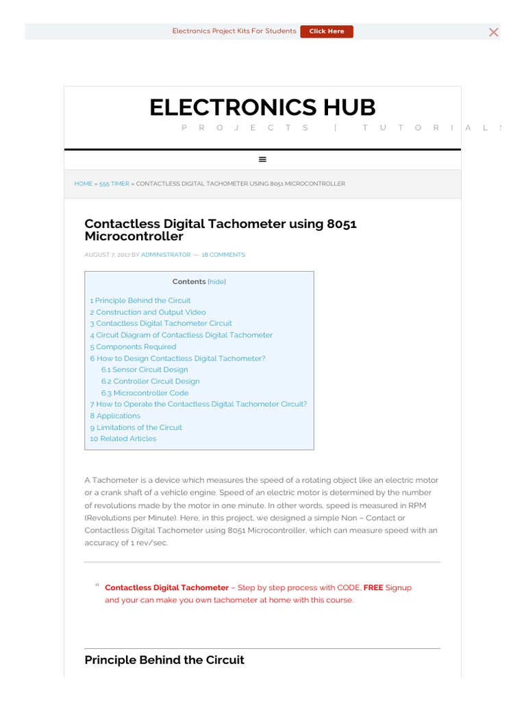 Contactless Digital Tachometer Using 8051 Microcontroller PDF