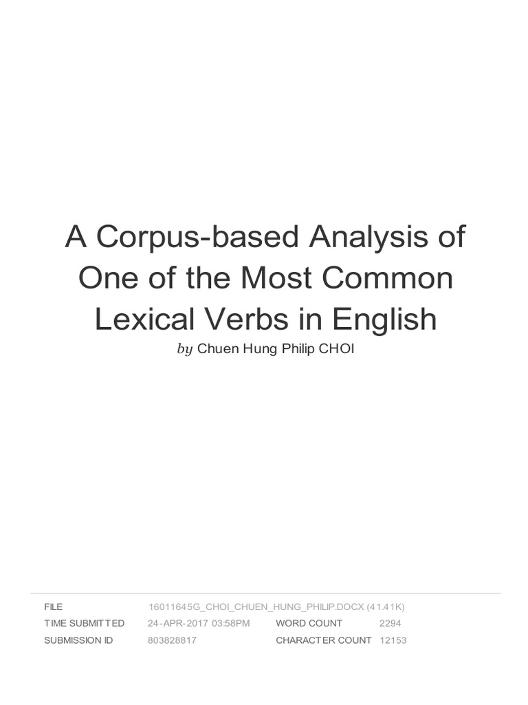 A Corpus-Based Analysis of One of The Most Common Lexical Verbs in ...