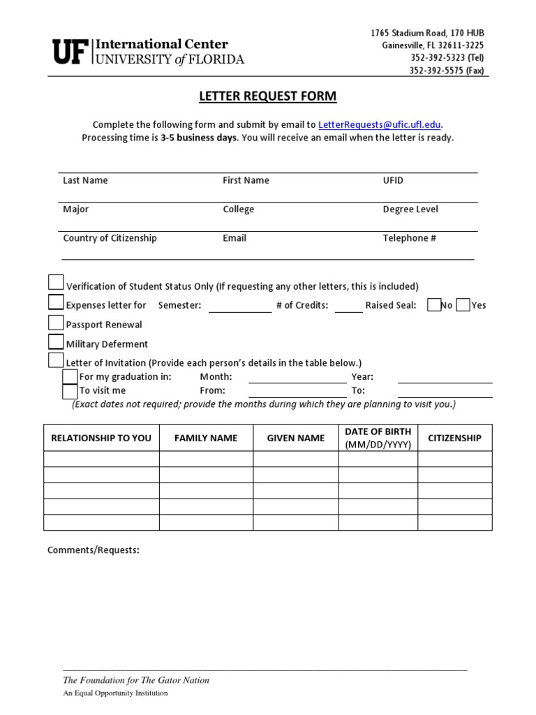 Letter Request Form Submission Guide | PDF