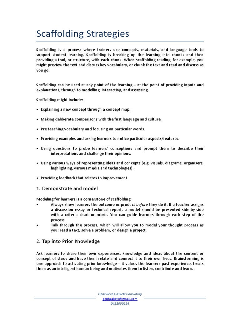 Scaffolding Strategies for Effective Teaching | PDF | Vocabulary ...