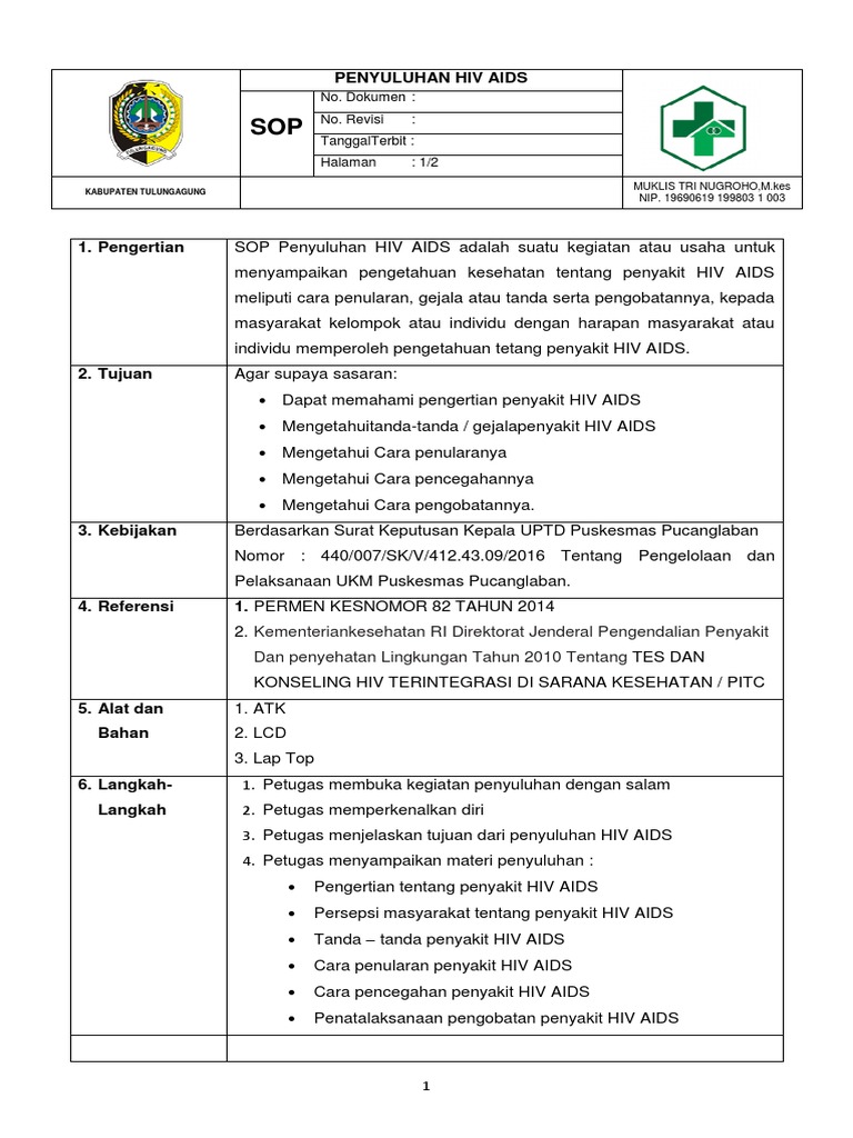 Sop Penyuluhan Hiv Aids | PDF