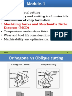 Mechanics of Metal Cutting - Tool Geometry and Cutting Tool Materials - Mechanism of Chip Formation