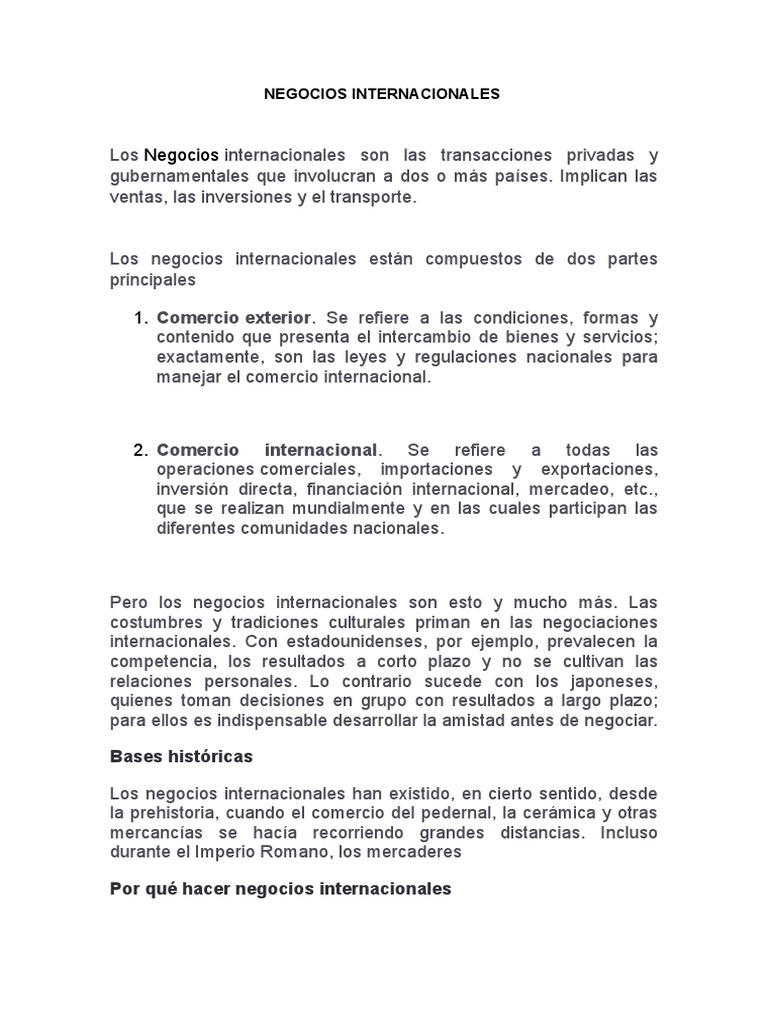Negocios Internacionales | PDF | El comercio internacional | Comercio