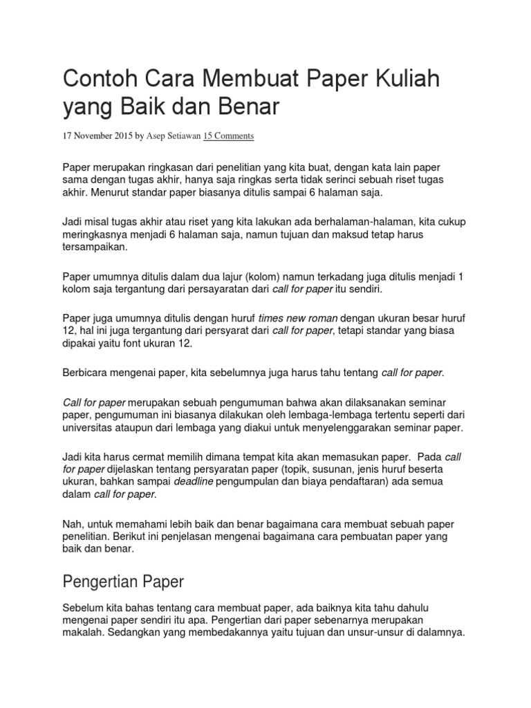 contoh membuat essay tugas kuliah