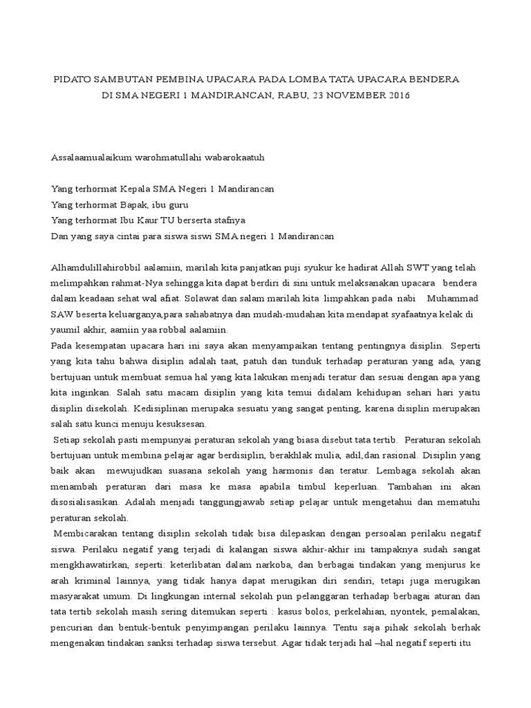 Ruang Ilmu Contoh Pidato Tentang Disiplin Di Sekolah