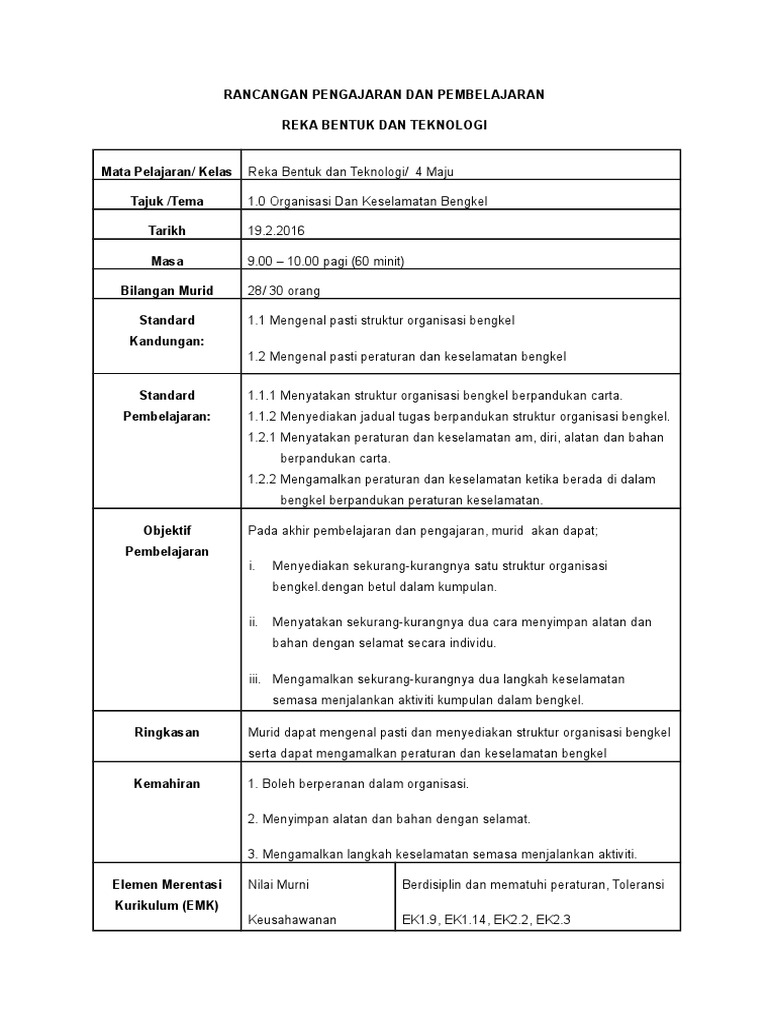 Rbt Thn 4 1 0 Organisasi Dan Keselamatan Bengkel Pdf