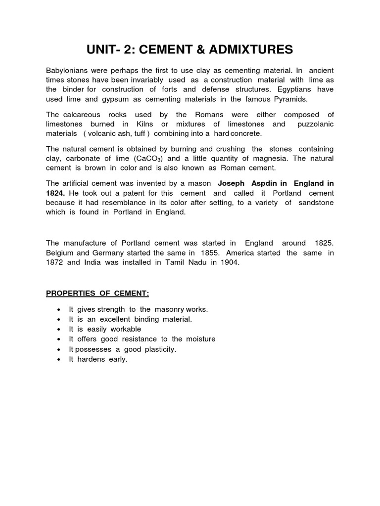 Unit Cement Admixtures | PDF | Fly Ash | Concrete
