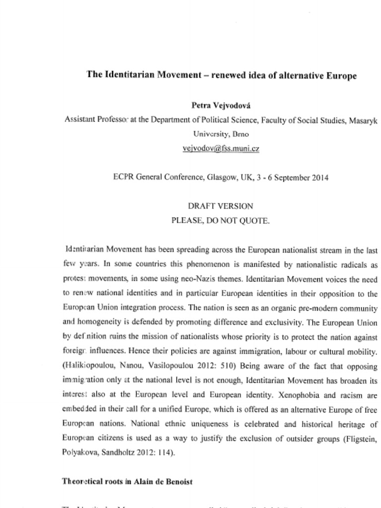 Reading Notes - The Identitarian Movement - Renewed Idea of Alternative ...