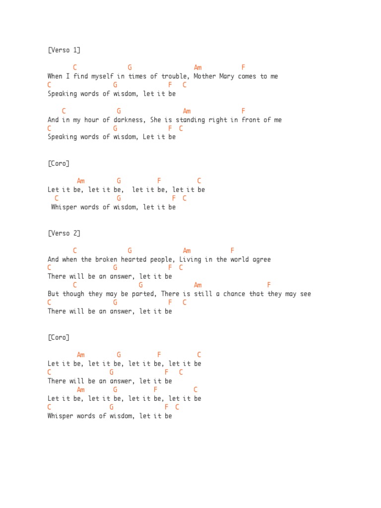 The beatles let it be letra y acordes pdf george harrison