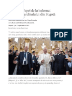 Discursul Papei de La Balconul Palatului Cardinalului Din Bogotá