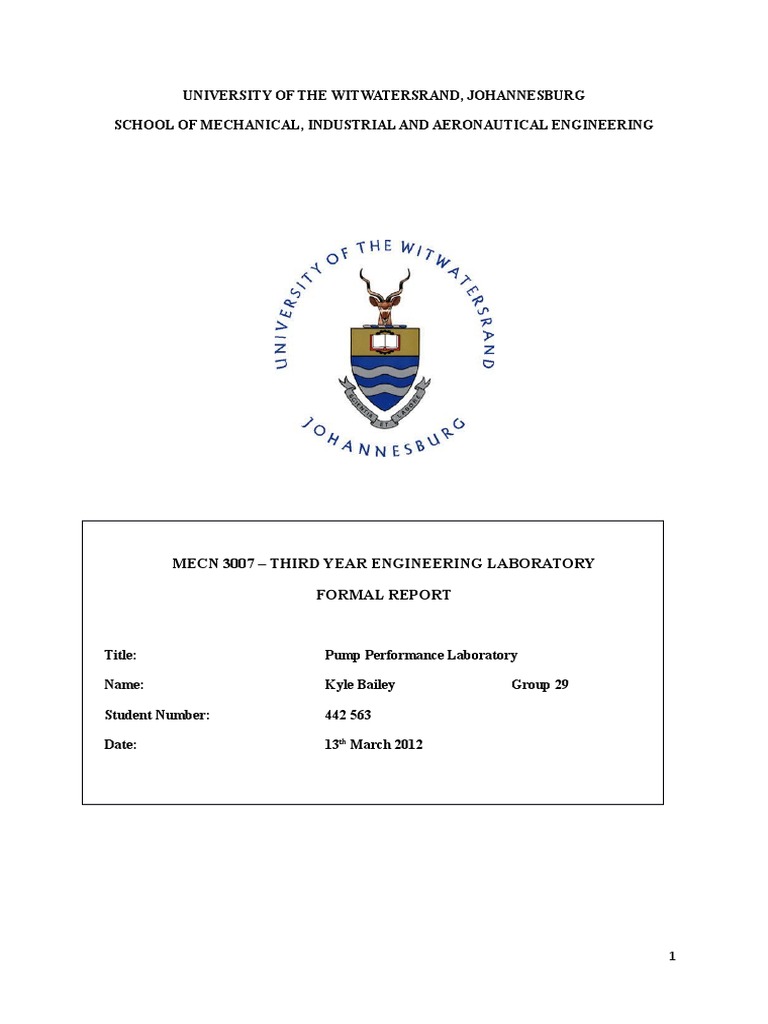 Pump Performance Lab Report | PDF | Calibration | Pump