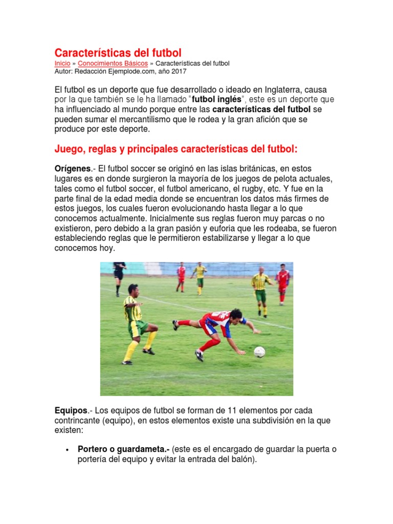 Características Del Futbol | Asociación de Futbol | Deportes de equipo