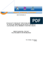 Evaluación de Diagnóstico para Determinar El Nivel de Aprendizaje de Lengua Escrita Y Las Matemáticas. Primero Y Segundo Grado