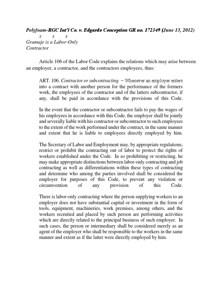 Understanding Labor-Only Contracting | PDF | Independent Contractor ...