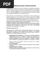 Aseguramiento de Calidad y Control de Calidad
