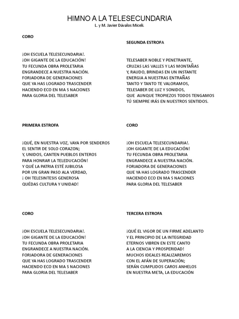 Himno A La Telesecundaria PDF