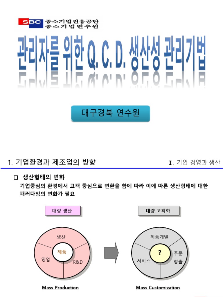 관리자를 위한 Qcd 생산성 관리기법 | PDF