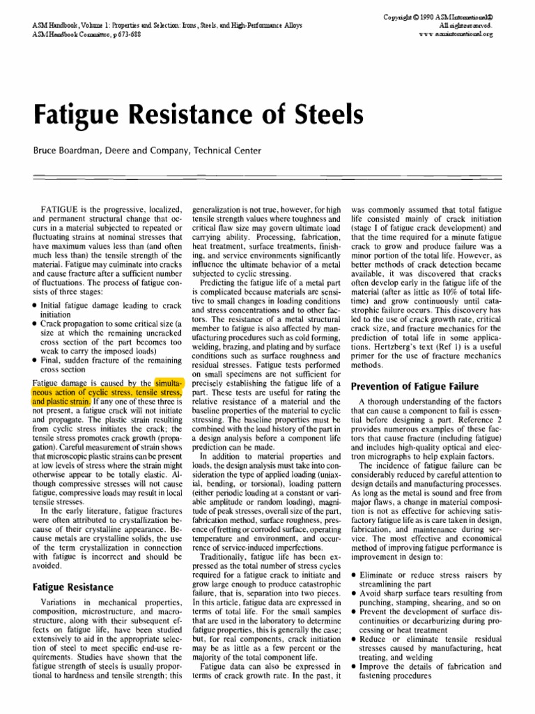 Fatigue Resistance of Steels | PDF | Fatigue (Material) | Strength Of ...