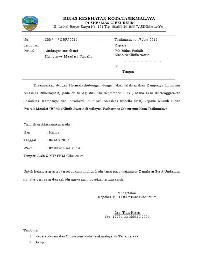 Surat Undangan Sosialisasi Kampanye Measless Rubella Pdf