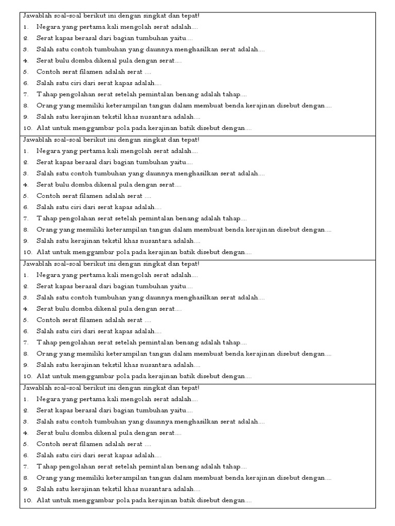 Latihan Soal Bab 1 Dan 2 Prakarya Kls 7