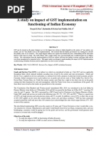 A study on impact of GST implementation on functioning of Indian Economy