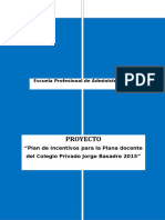 Proyecto Plan de Incentivos para La Plana Docente Del Colegio Privado Jorge Basadre 2015