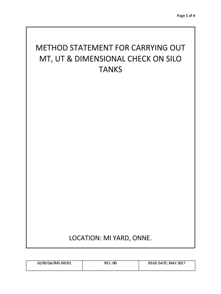 Silo Tank Inspection Method Statement | PDF | Welding | Construction
