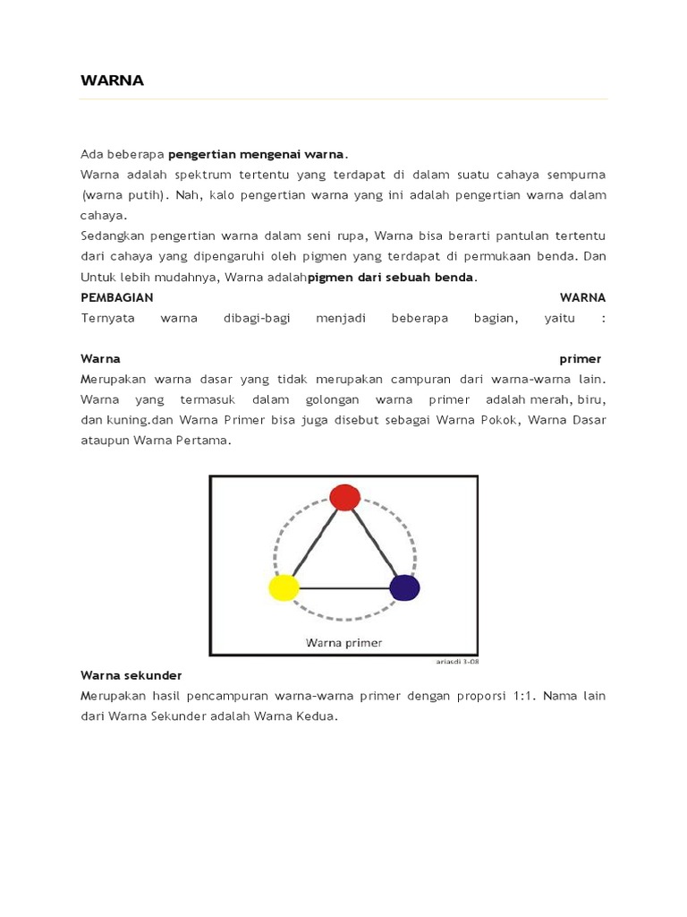  Hasil Pencampuran Warna Primer Dan Sekunder 