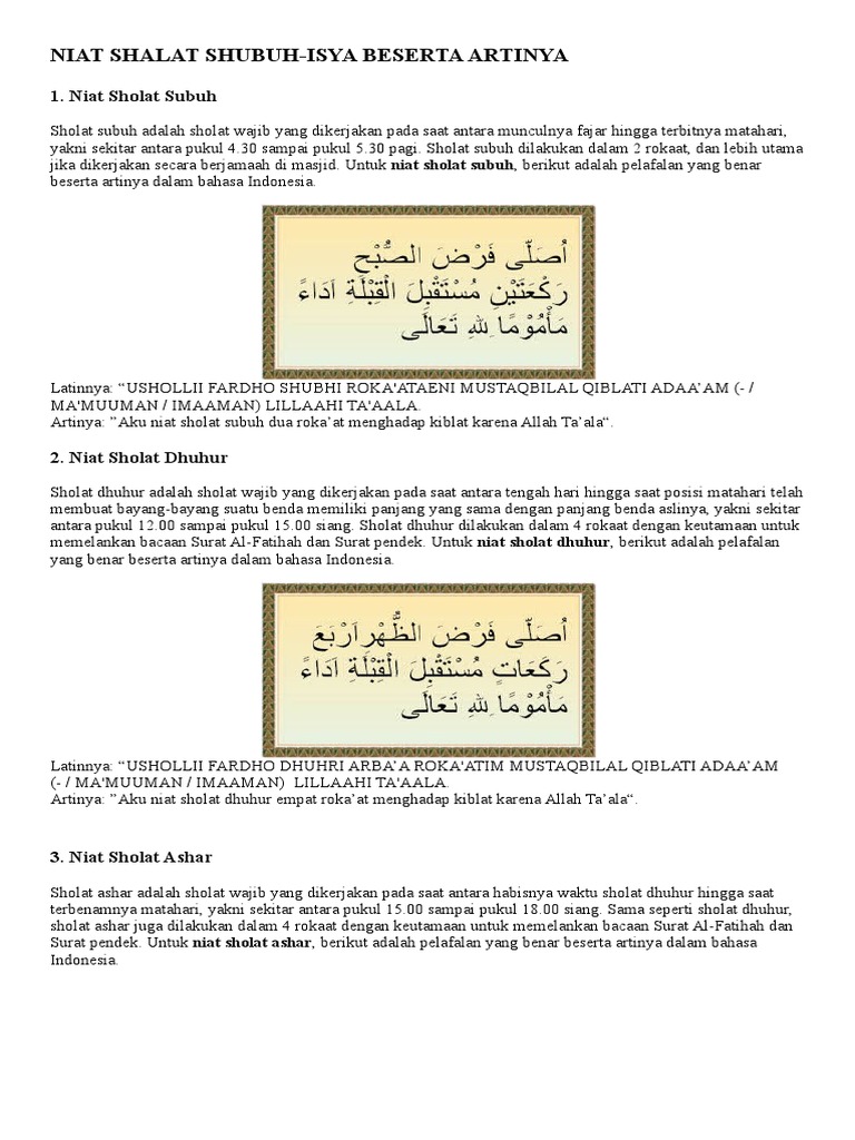 Niat Shalat Shubuh Pdf