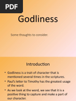 Godliness: Some Thoughts To Consider