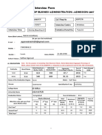 Personal Interview Form: Master of Business Administration: Admission-2017