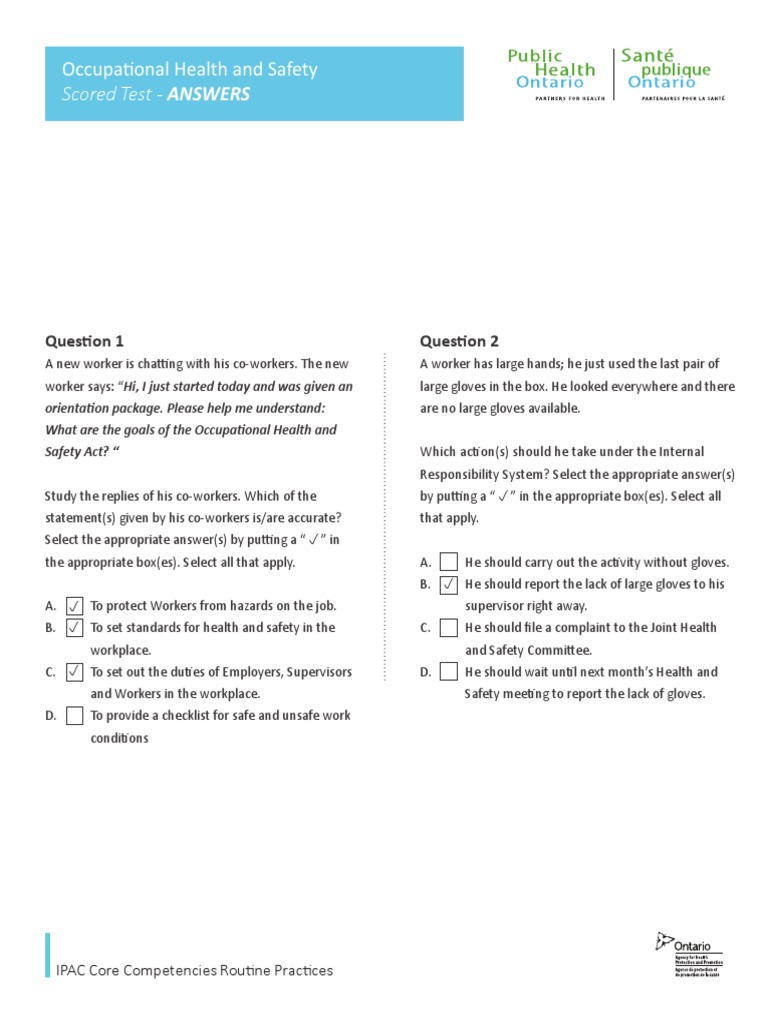 OHSOccupational Safety and Healt Test Occupational Safety And Health