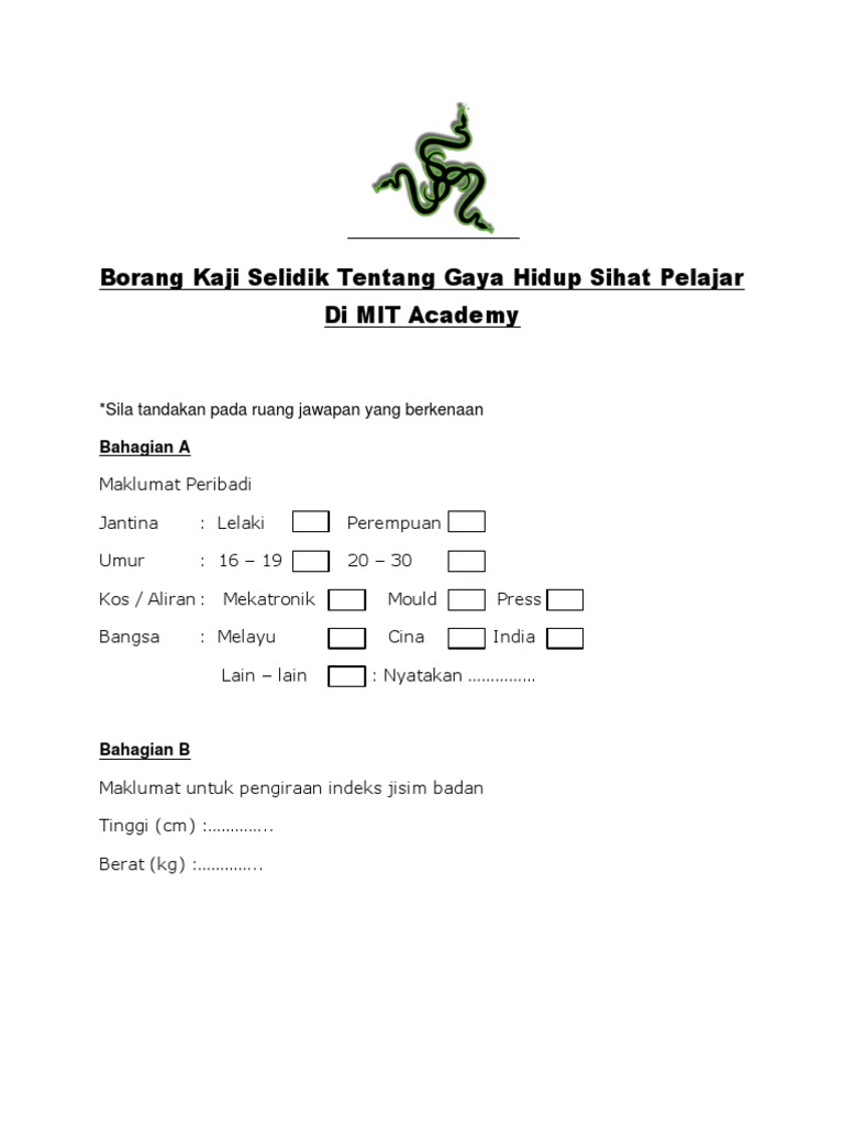 Contoh Borang Kaji Selidik Pdf