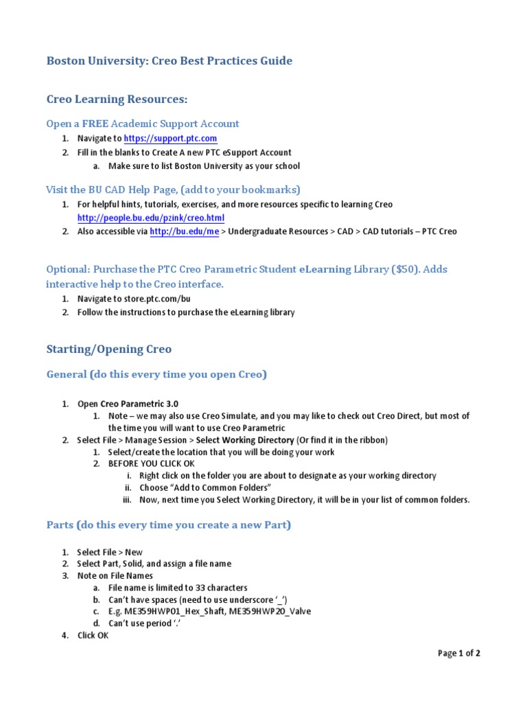 Creo Best Practices for BU Students | PDF | Educational Technology ...
