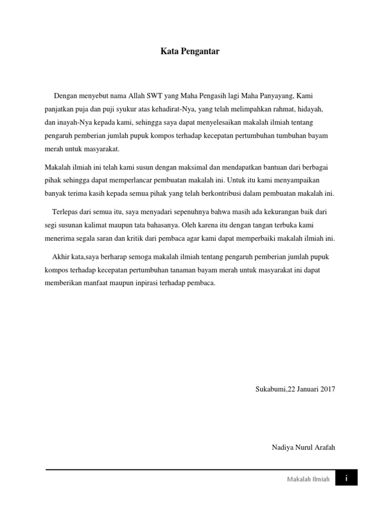 Kata Pengantar Untuk Makalah Biologi Contoh Makalah