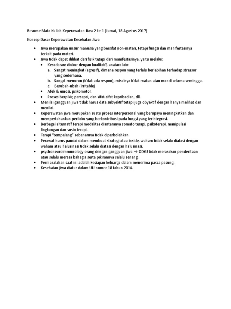 Resume Mata Kuliah Keperawatan Jiwa 2 Ke